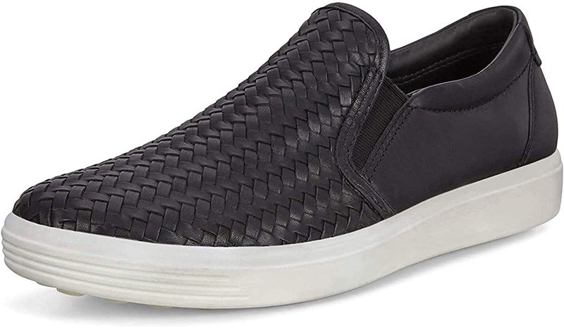 ECCO Women's Soft 7 Woven Slip On 2.0 Sneaker, Black, 10-10.5